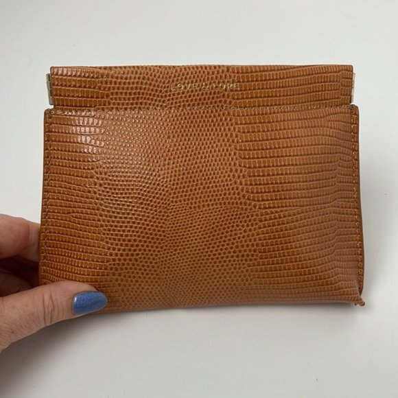 POUCH Wallet Card Holder Make Bag Vegan Tan Leather - Picture 2 of 6